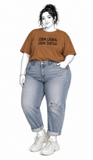 Hnědé PLUS SIZE tričko JSEM LÁSKA. JSEM SVĚTLO. 🤎✨